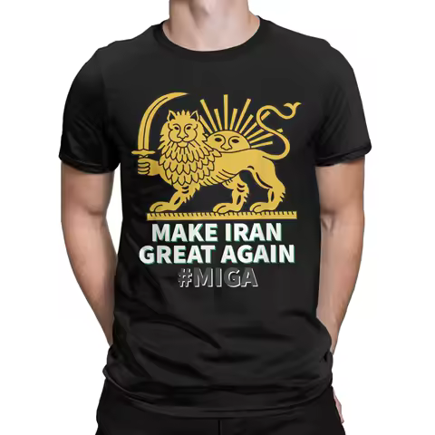 Make Iran Great Again Persian Lion Men T Shirts Casual Tees Short Sleeve Round Neck T-Shirts Cotton Gift Idea Clothing