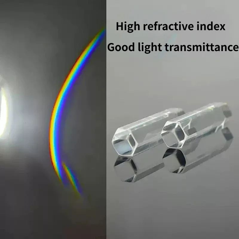 10x40/15x62mm K9 Optical Glass Hexagonal Prism Light Guide Column for Physical Spectral Separation & Light Refraction Experiment