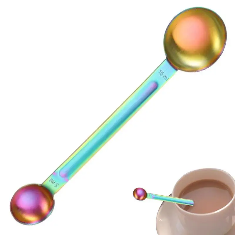 15ml+5ml Double Headed Measuring Spoon Coffee Sugar Scoop Gold Measuring Cups Kitchen Measuring Tools Baking Tools