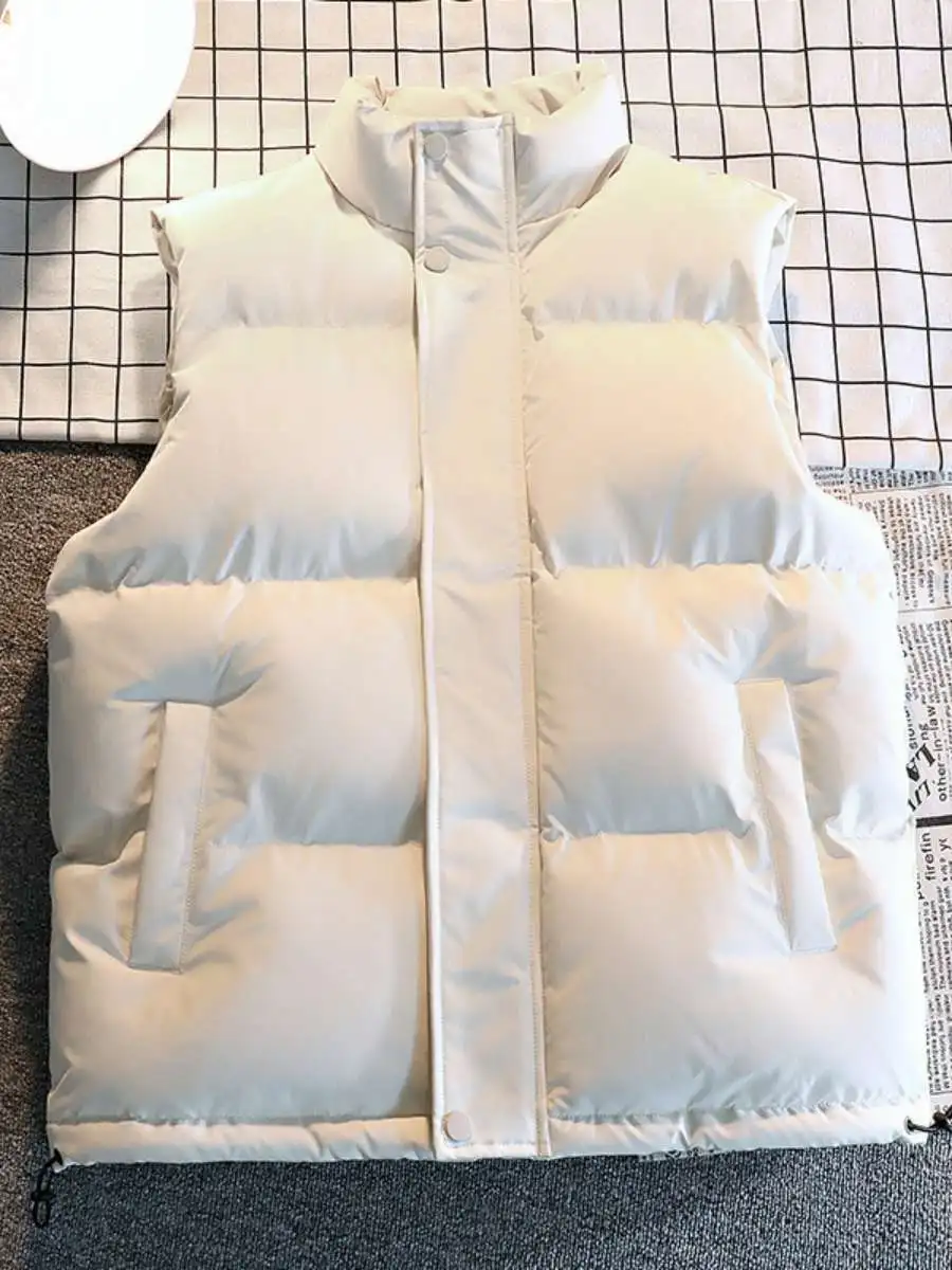 

New Men's Cotton Vest Stand Collar Autumn Winter Warm Loose plus Size Trendy Cotton Jaet Outerwear Casual Long Zipper
