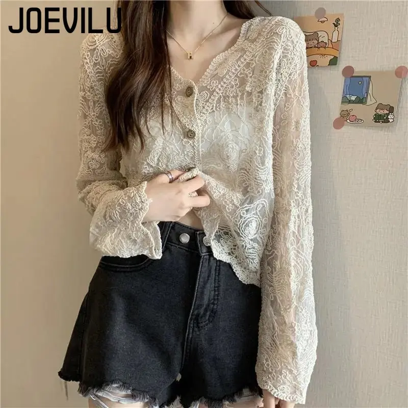 Lace Cardigan Summer Thin Sunscreen Shirts Super Fairy Hollow Out Top Spring and Autumn Sling Skirt with Blouse Fashion Shawl