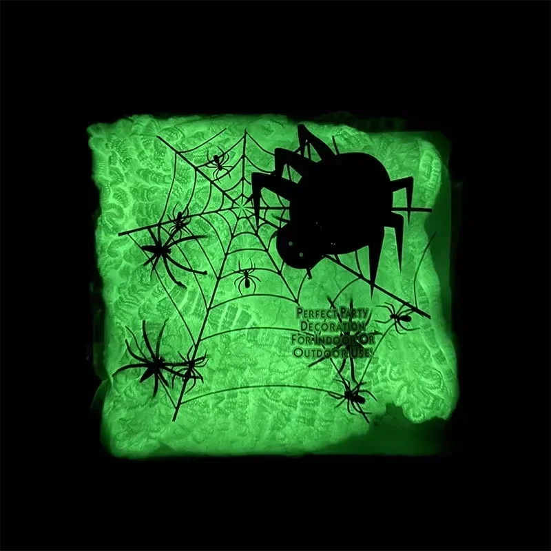 Künstliches Spinnennetz Halloween-Deko Buntes Baumwoll-Stretch-Spinnennetz mit Fake-Spinnen Gruselige Party-Dekoration Horrorhaus-Requisiten – Detail 19