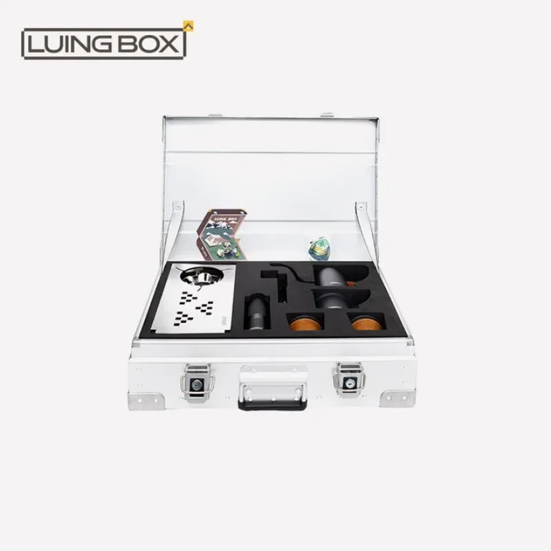 LUING BOX Camping pícnic al aire libre suministros Cassette estufa taza de café al aire libre caja de café hecha a mano conjunto de Estuche De Viaje multifuncional