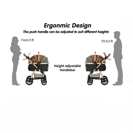 Carrinho para animais de estimação Aulunium de luxo dobrável porta-cachorro e gato destacável com cesta