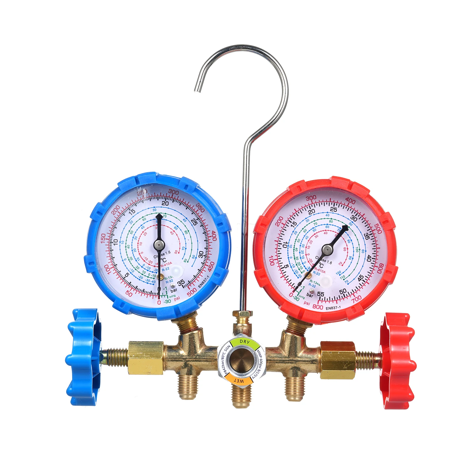

AC Gauges AC Manifold Gauge Set for R134a R32 R22 R410A 3 Way Automotive AC Gauge Set with Hoses Adapter AC Manifold Gauge Set