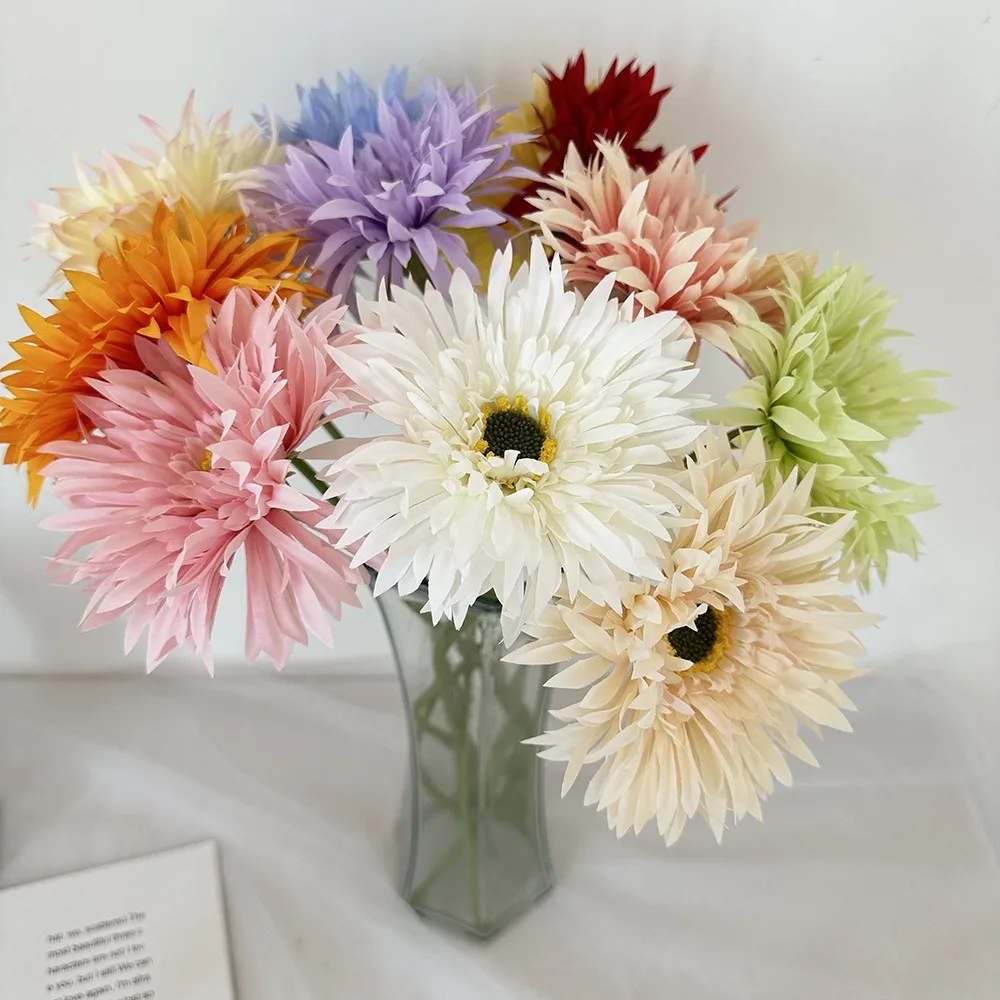 5pcs Simulation Flower Chrysanthemum Living Room Ornament Floral Ornament Photography Prop Decoration Fake Flower Anti-real