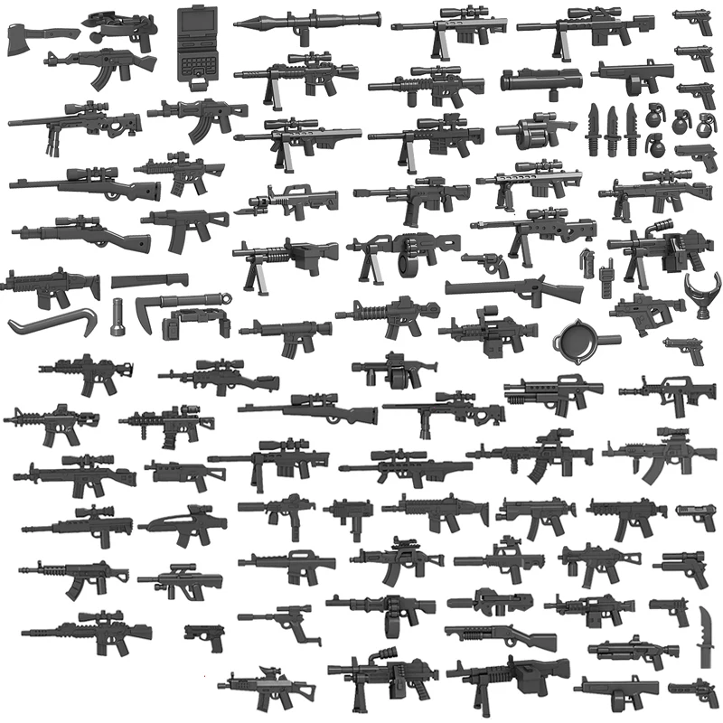 25/50/100/200Pcs Military SWAT Gun Cannon Building Blocks Weapon Army Police MOC Figure DIY Accessories Model Bricks DIY Toys