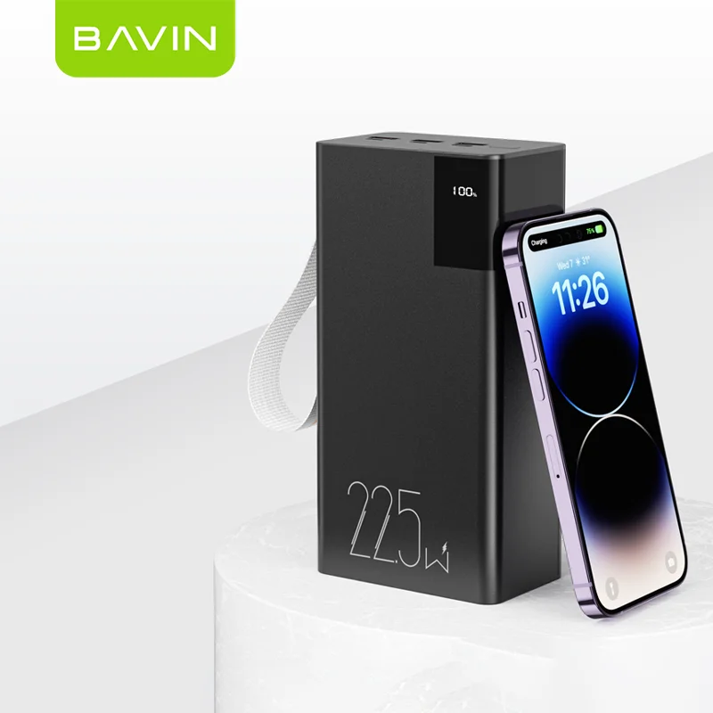 BAVIN سعر المصنع بالجملة المحمولة 22.5 واط شحن سريع سعة كبيرة 50000 Mah قوة البنك مع مصباح LED قوي
