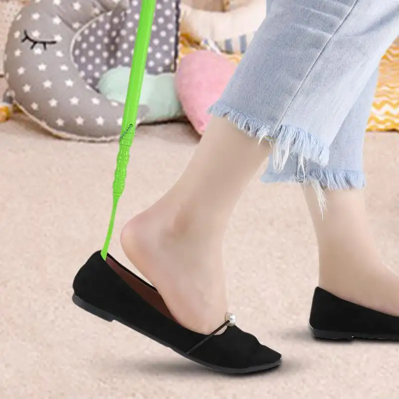 plastic shoehorn Comfortable long grip Durable Hotel Household Wearer Shoes Lifter Lazy Not Bend Shoe Draw Helper for elderly