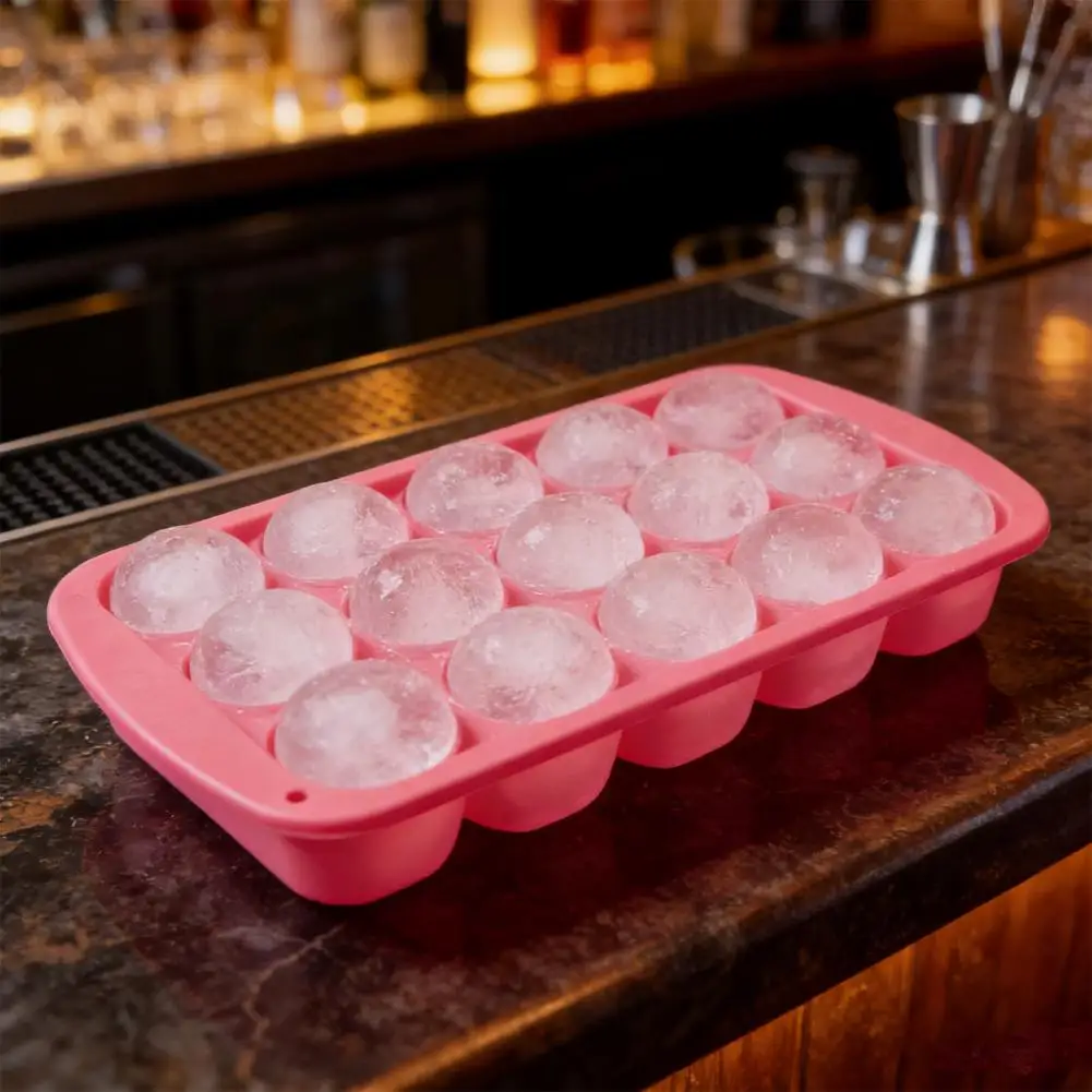 Leak-proof Ice Mold Silicone Ice Cube Tray with Lid 8-cavity Round Mold Food-grade Easy-release Ice Ball Maker for Kitchen