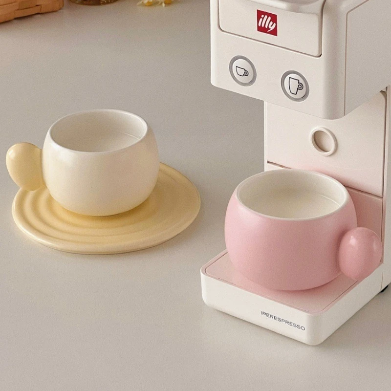 Macaron Color Palette High Aesthetic Mugs Ceramic Color Glaze Cups Dish Set Design Creative Coffee Cups Water Cup Breakfast Cups