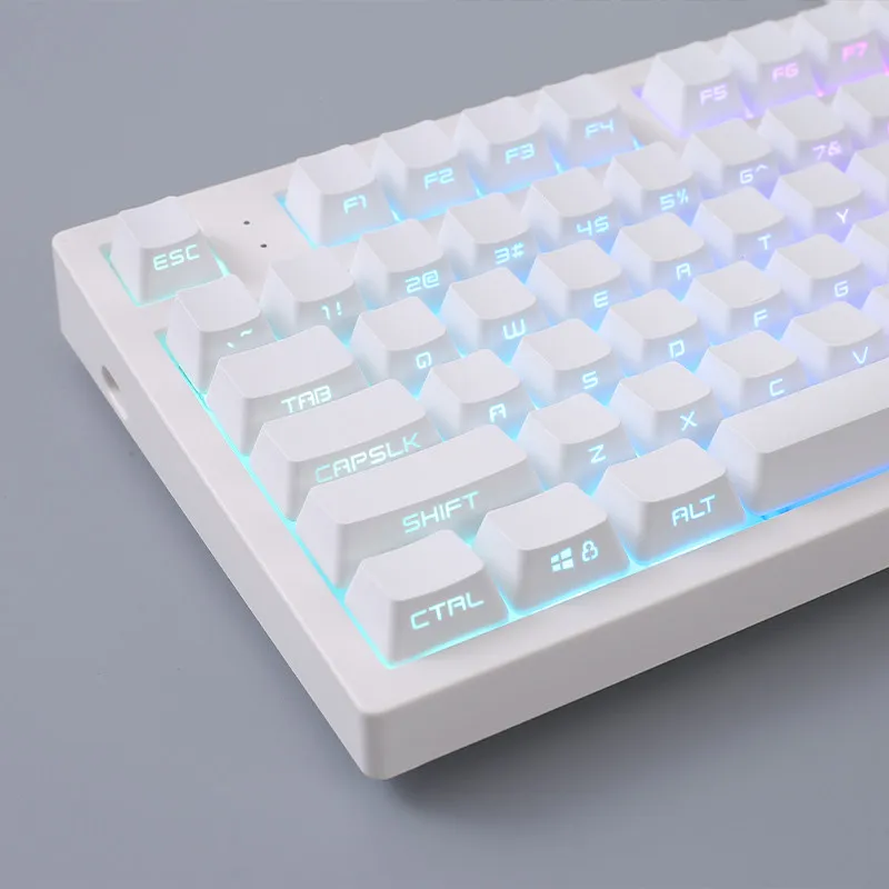 Pure white side engraved keycap gradual change light transmission PBTOEM pure black 7580 e-sports mechanical wireless keyboard