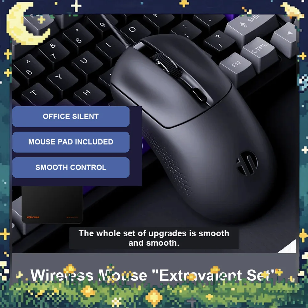 Inphic B5 Wired Silent Mouse Ergonomic 2000dpi  4‑Button 3‑Level DPI Mice 1.5M USB Cable For PC Office Computer Laptop Gift