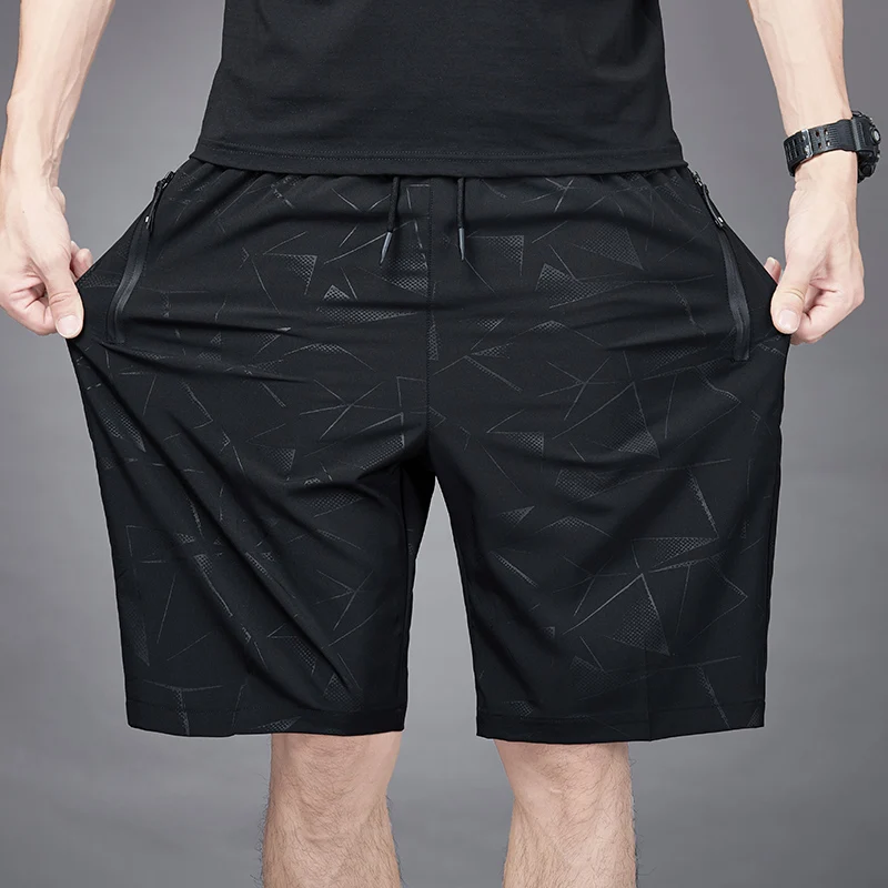 Pantalones cortos de cintura elástica para hombre, Shorts informales de seda de hielo, secado rápido, estampados, talla grande, Playa