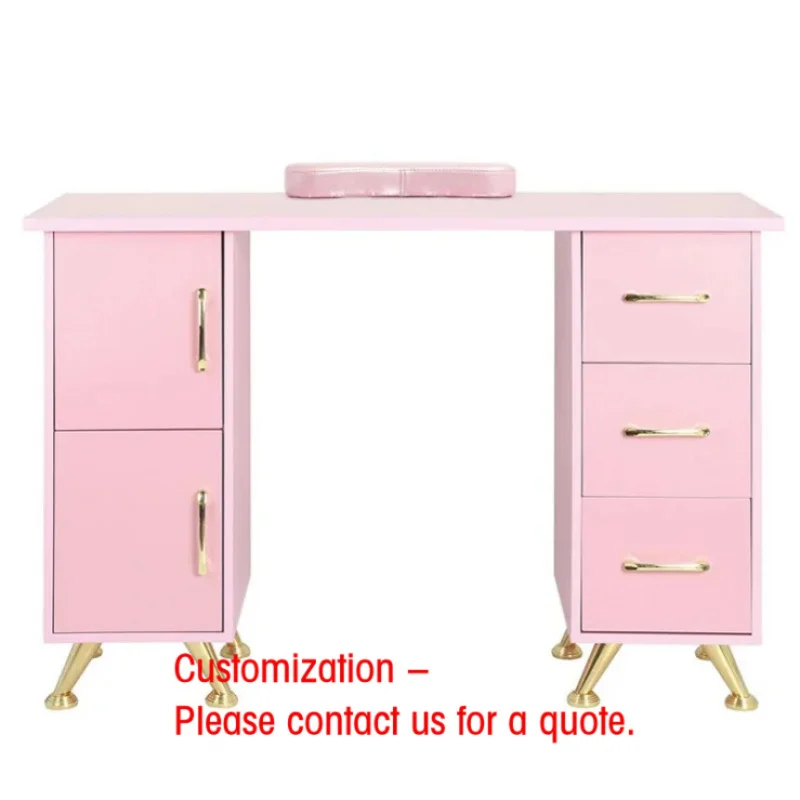 custom.Multi-functional Modern Pink Nail Station Tech Beauty Makeup Desk Salon Manicure Furniture Table