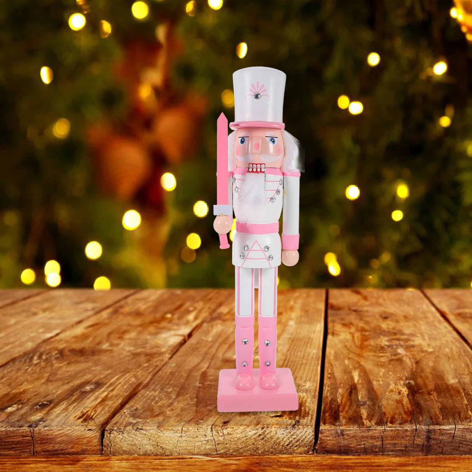 

1 Piece Christmas Nutcracker Figure Wooden Desktop Decor Festive Holiday Centerpiece for Table Mantel Shelf Xmas Party Supplies