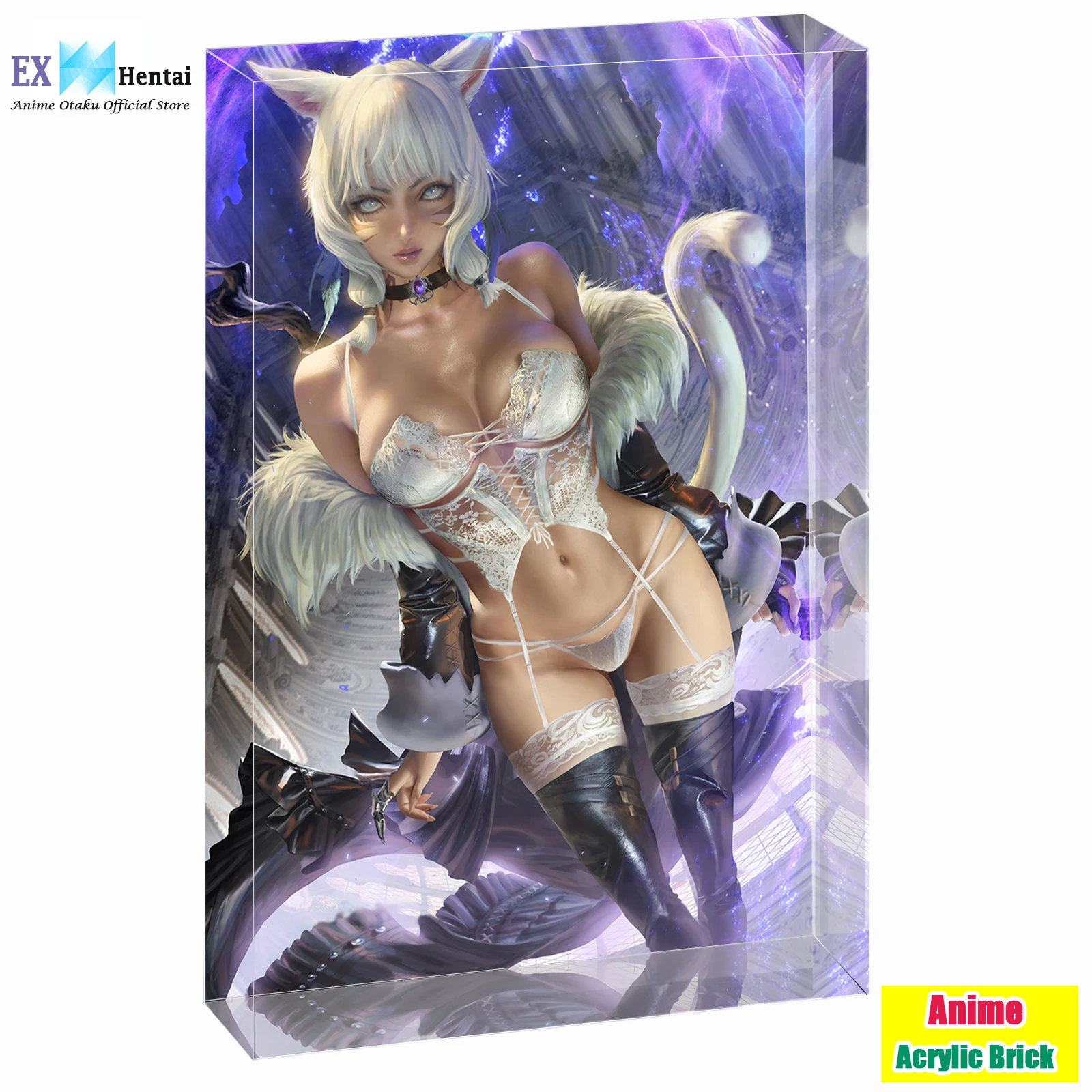 ملصق مكتب Hentai Y'shtola Waifu، كتلة أكريليك أنيمي Catgirl المثير FFXIV، هدية قابلة للجمع للرجال، Otaku #1