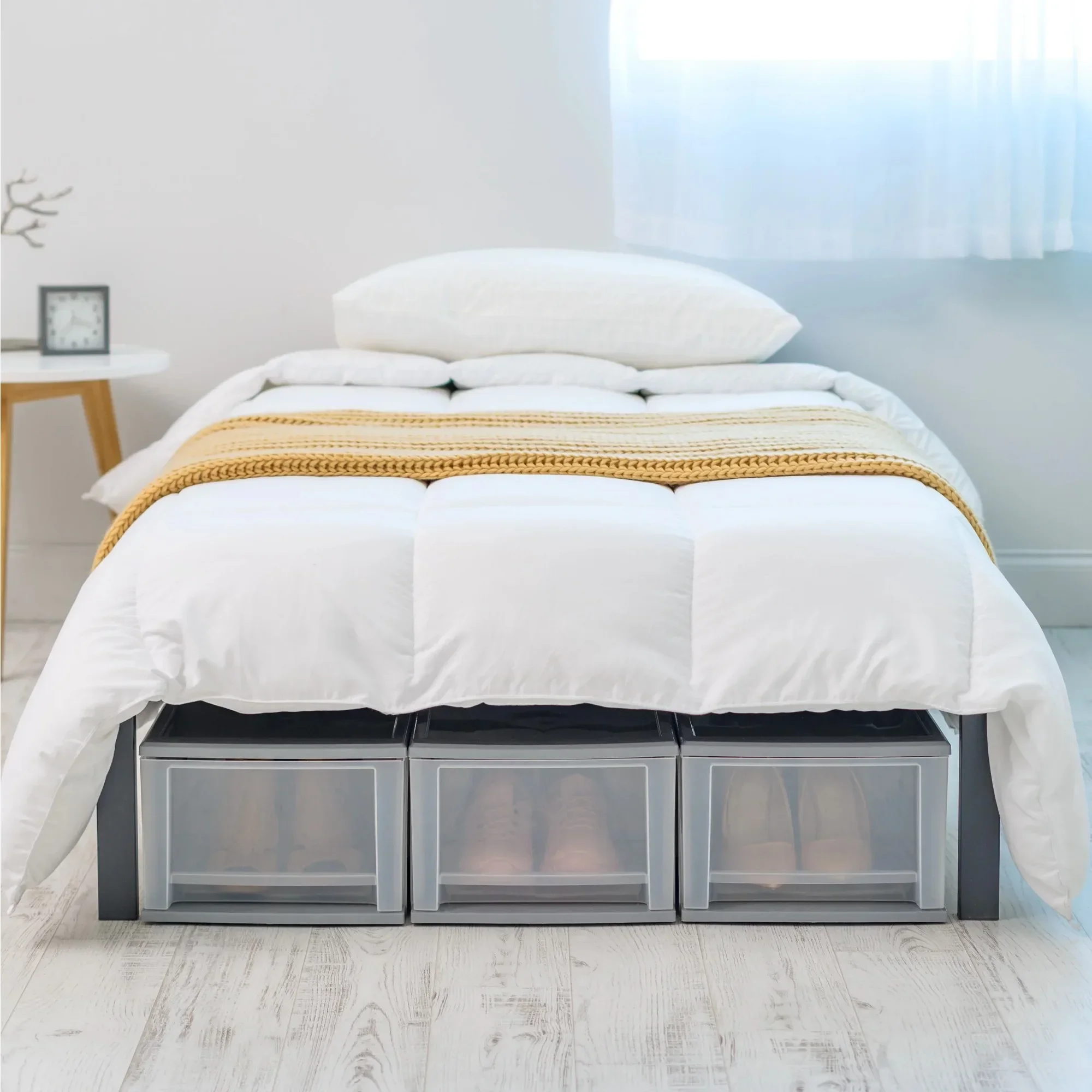 Cassetti medi in plastica da 17 Qt, contenitori portaoggetti sotto il letto, impilabili, modulari, confezione da 3