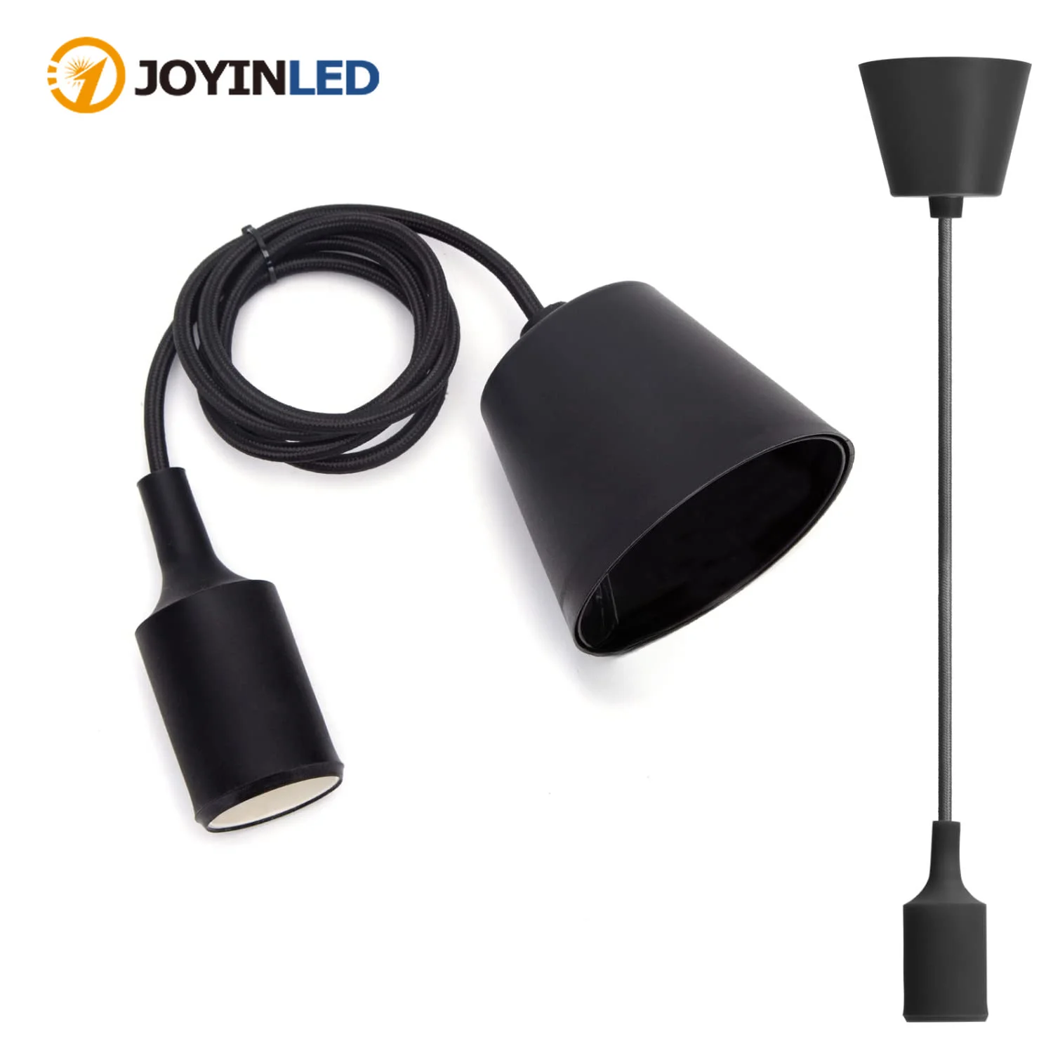 JOYINLED Silicone E27 Pendant Lamp Kit, Height Adjustable Hanging Light Cable with Ceiling Mount for Dining Table, Kids Room
