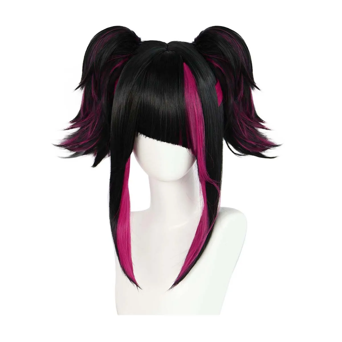 Parrucca per capelli Game Street Fighter Cosplay Han Juri Black Rose Red Mix