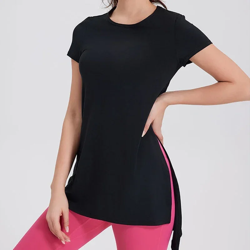 Summer Short Sleeve Yoga T-Shirt Women Solid Color Breathable Quick Dry Running Top Loose Openwork  Gym Blouse Modal Sportswear