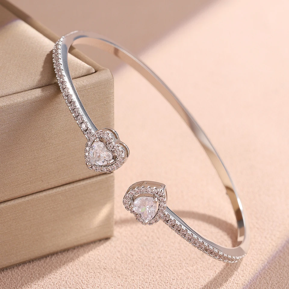 Yupsk 2 Stück/Set Rosa Blaues Herz Strass Tennis-Armband Gestapelter Schmuck für Frauen Mode Personalisierte Tägliche Accessoires – Detail 7
