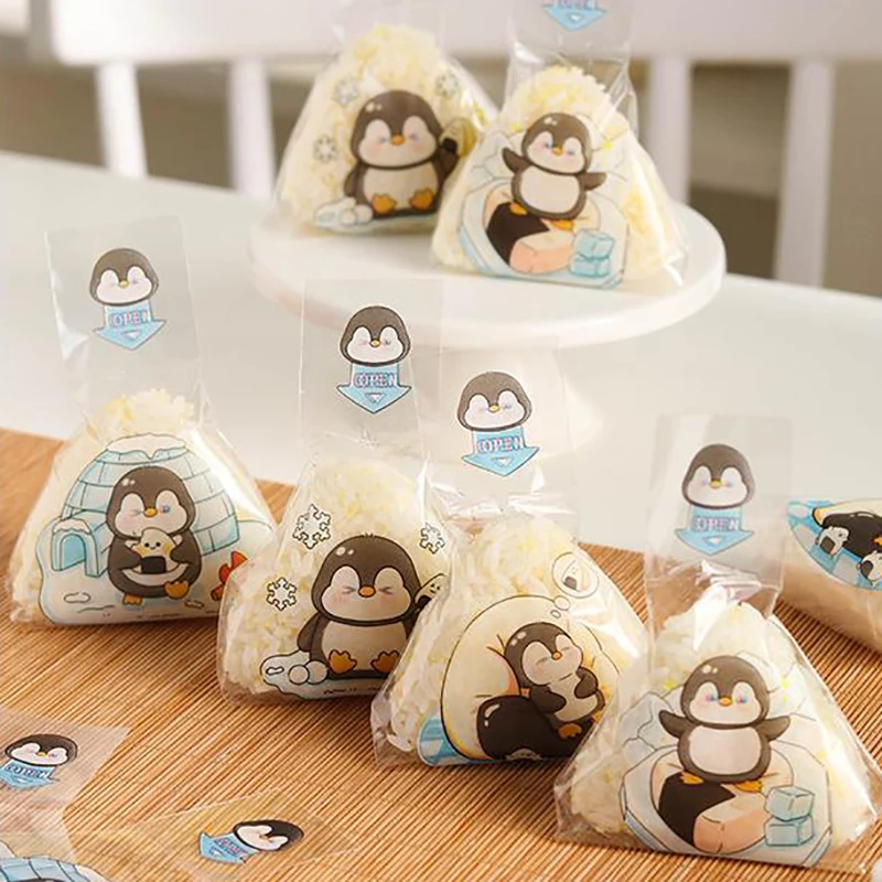 50PCS Cartoon Penguin Triangle Rice Ball Packing Bag Seaweed Sushi Mould Bag Sushi Bento Accessories Seaweed Rice Ball Sushi Bag