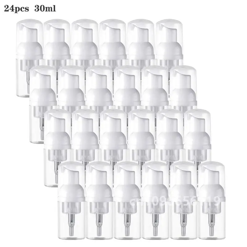 24 pack 30ML Foam Dispenser Bottle Plastic Refillable Portable Mini Foam Bottle Foaming Soap Dispenser Pump Bottles for Travel