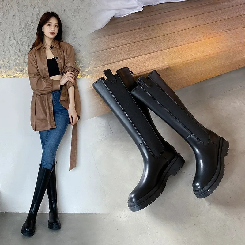 

Long knight boots 2025 winter new elastic European and American temperament mature but knee platform women's long boots