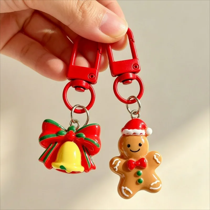 1/10Pcs Christmas Resin Keychain Backpack Pendant Decoration Key Chain Party Gifts Jewelry Keychains Accessories Xmas Keyring