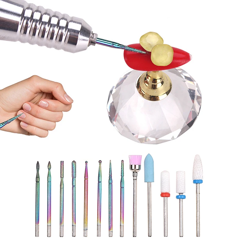 13 Pcs Ceramic Milling Cutters For Manicure Carbide Tungsten Diamond Nail Drill Bits Removing Gel Varnish Kits Nail Equipment