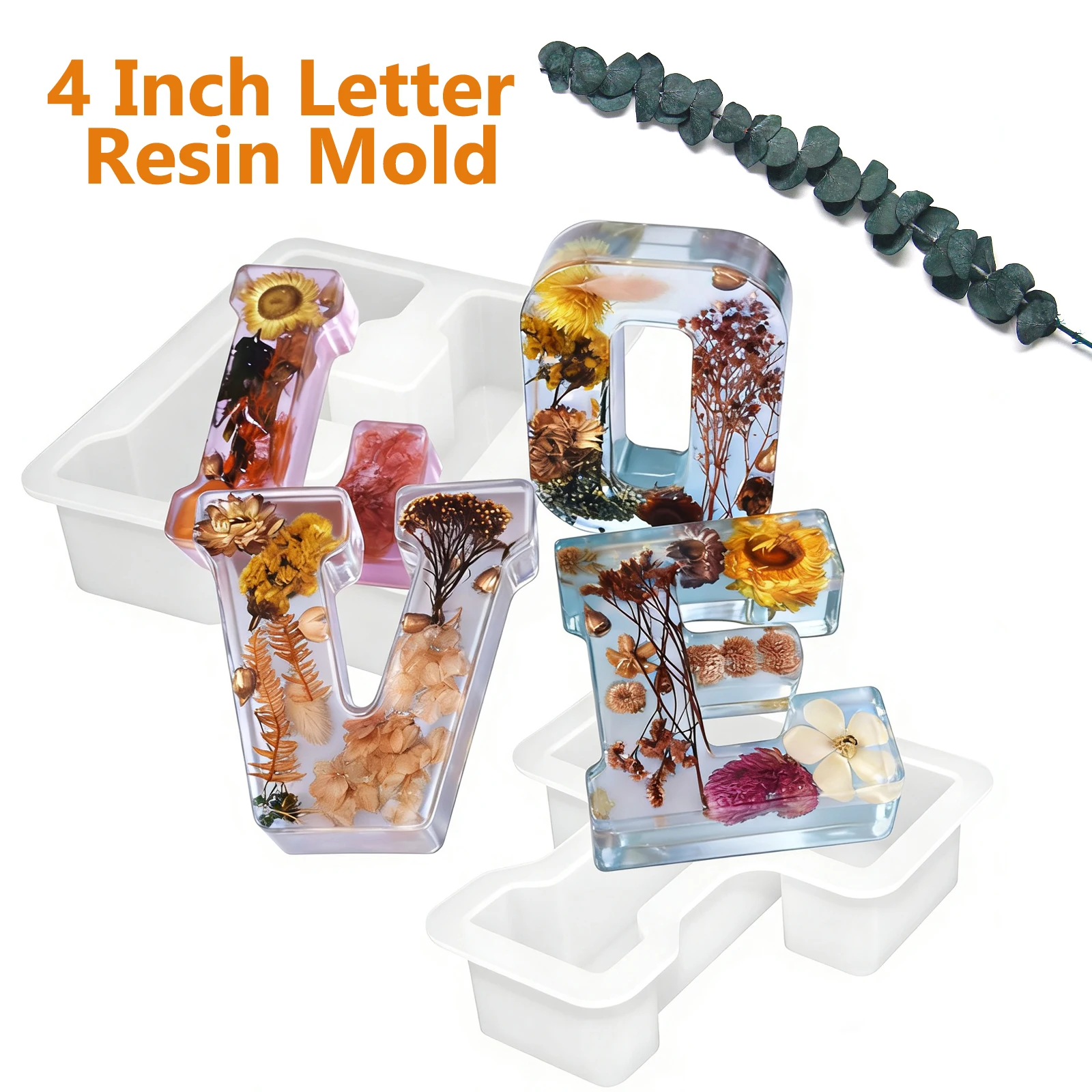26 Letters Silicone Molds, 4Inch Alphabet Resin Casting Moulds, DIY Handmade Epoxy Resin Letter Molds for Crafts