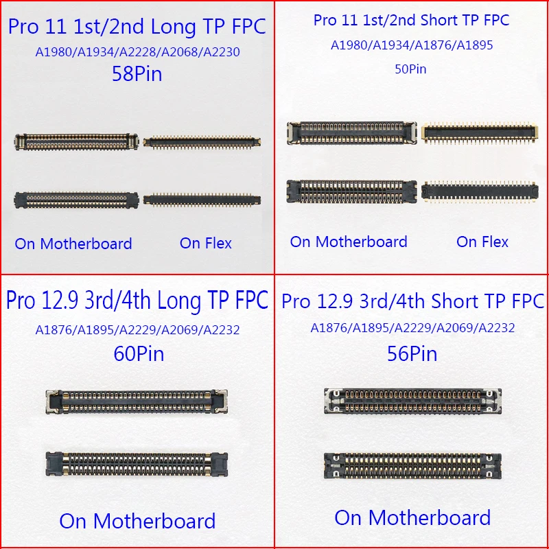 LCD Display FPC Connector For iPad Pro 11 1st A1980 A1934/2nd A2228 A2230/Pro 12.9 3rd A1876 A1895/4th A2229 A2069 Touch Screen