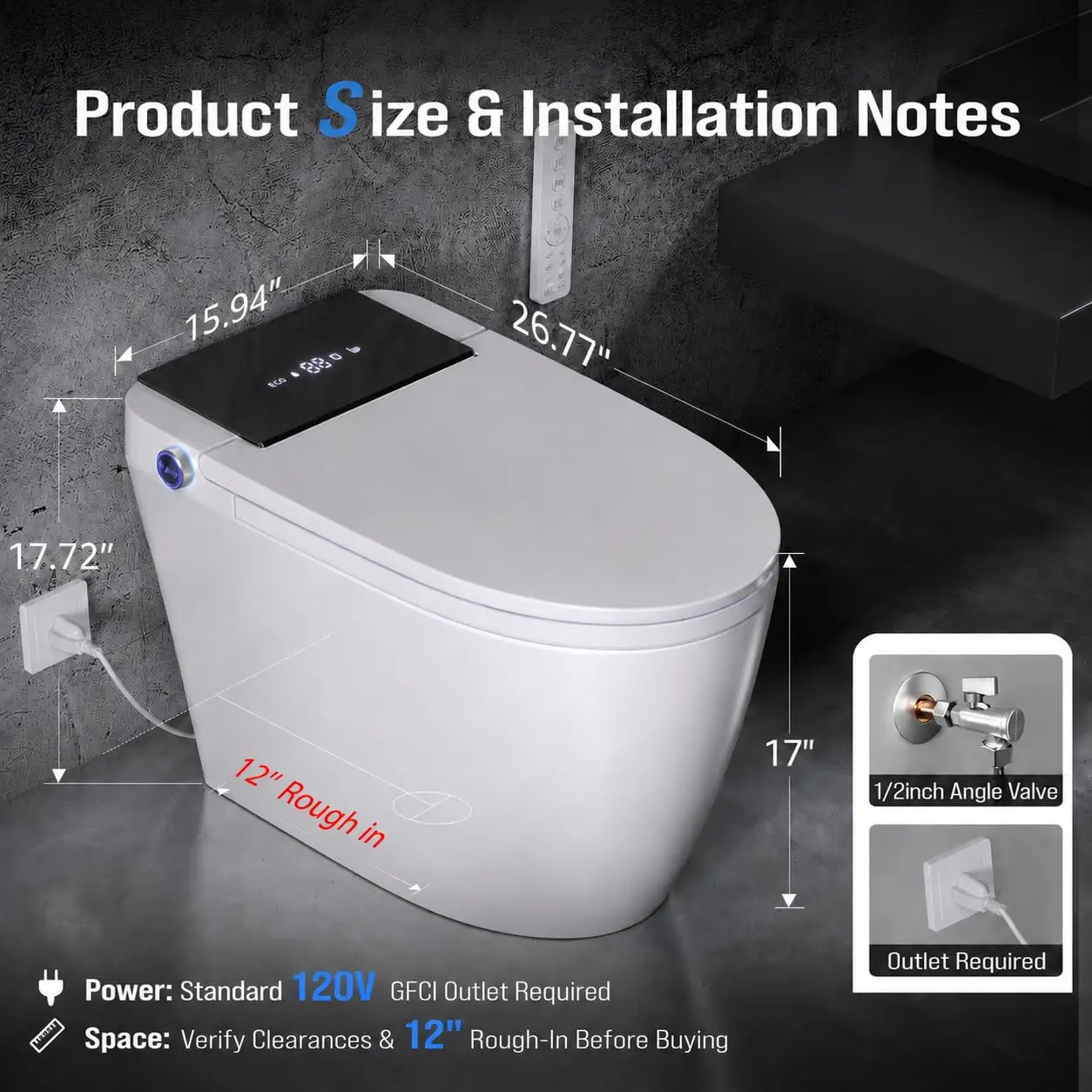 Smart Toilet with Bidet Built in, One-Piece Elongated Toilet, Auto Open/Close Lid, Heated Seat, Dual Flush & Foot, Customized