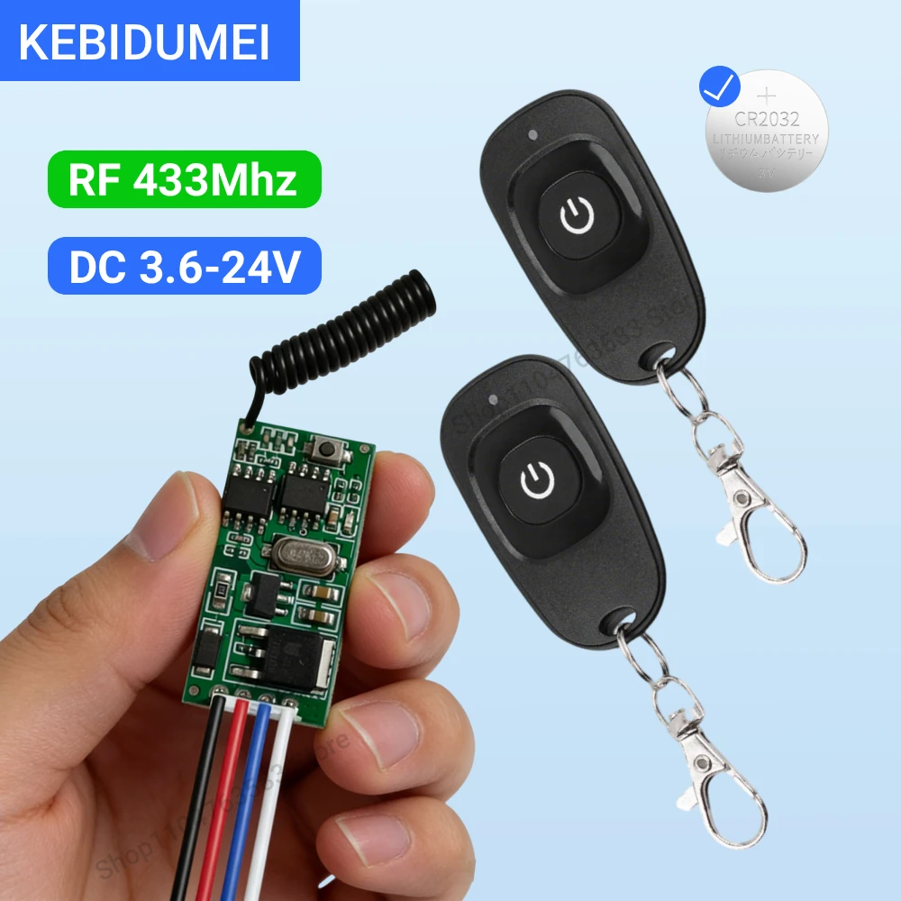 433MHz Mini Motor Wireless Switch DC 24V Relay Remote Control EV1527 Module Receiver for Garage Gate Motor Light Lamp DIY