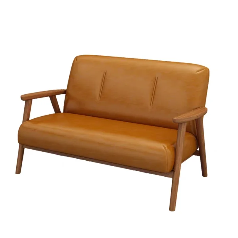 

Modern Hot Sale Casual Restaurant Cafe dessert shop Book Store Solid Wood Table with Wooden Leg Dining Chair Double Sofa Set