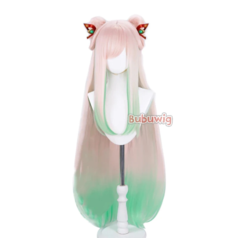 Bubuwig Synthetic Hair LOL Mythmaker Irelia Cosplay Wig The Blade Dancer 120cm Long Pink Gradient Green Wig Heat Resistant