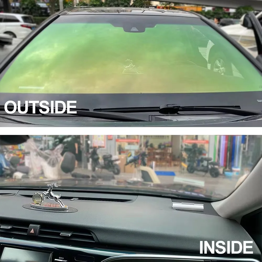 Colorful Chameleon Aurora Green VLT 64% Car Front Rear Window Solar Tint Windshield Protection Film Anti UV Heat Insulation