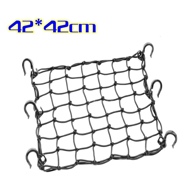

Highly Recommended 1 Piece Motorcycle Bicycle Cargo Net Featuring 6 Adjustable Hooks And Tight Mesh Black Latex+ABS Bicycle Exte