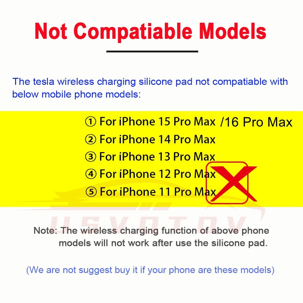 USVOTOV-almohadilla de carga inalámbrica de silicona para Tesla Model Y 3 Highland 2024-2021, soporte para teléfono, almohadillas antideslizantes de