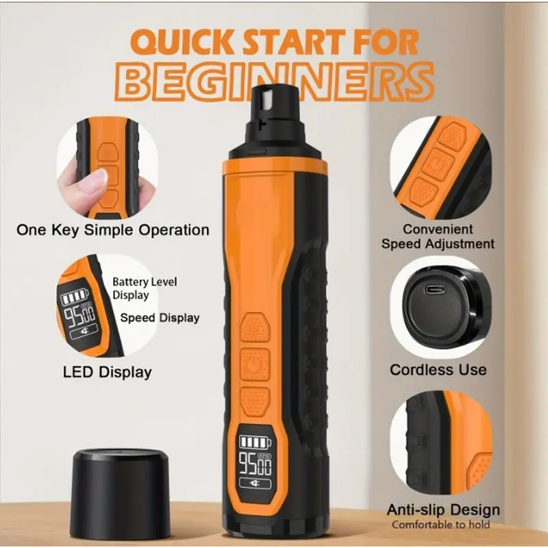 Dual LED Light Electric Nail Clipper For Dogs And Cats- Pet 5-Speed Adjustable Silent Claw Grinder Large Dog Nails
