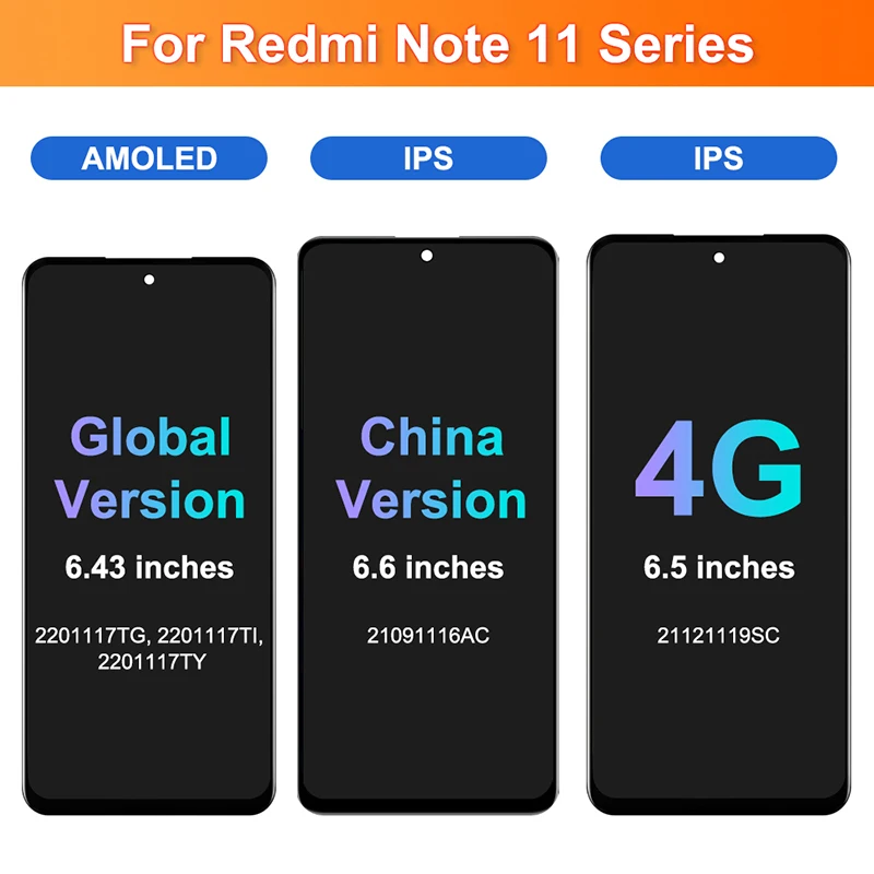 Per Xiaomi Redmi Note 11 Display Amoled LCD Frame per Redmi Note 11 4G Display LCD Note 11 Global