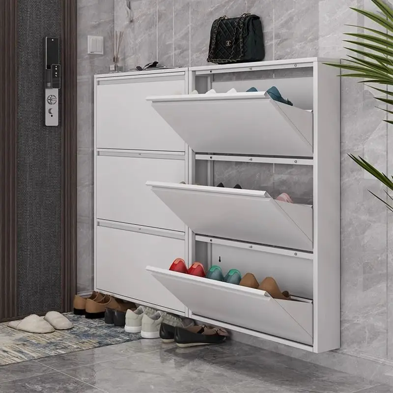 

Ultra-thin thickened shoe cabinet large capacity extremely narrow storage wall-mounted hanging overhead chest of drawers