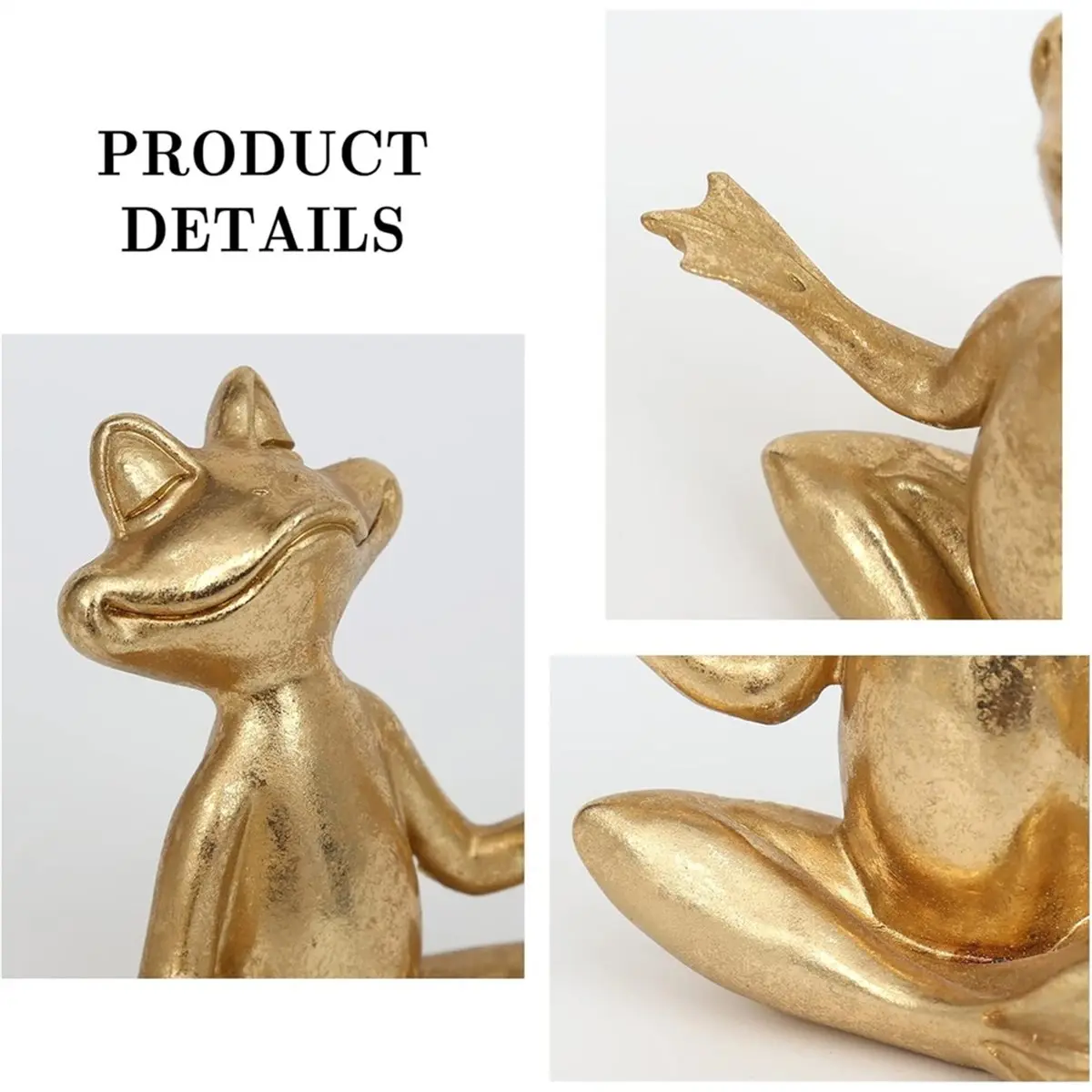 2026 Trend 3pcs Gold Frog Figurines Yoga Decor-Frog Yoga Statues for Room Desk Table Home Bookshelf Shelves Sculptures Decor