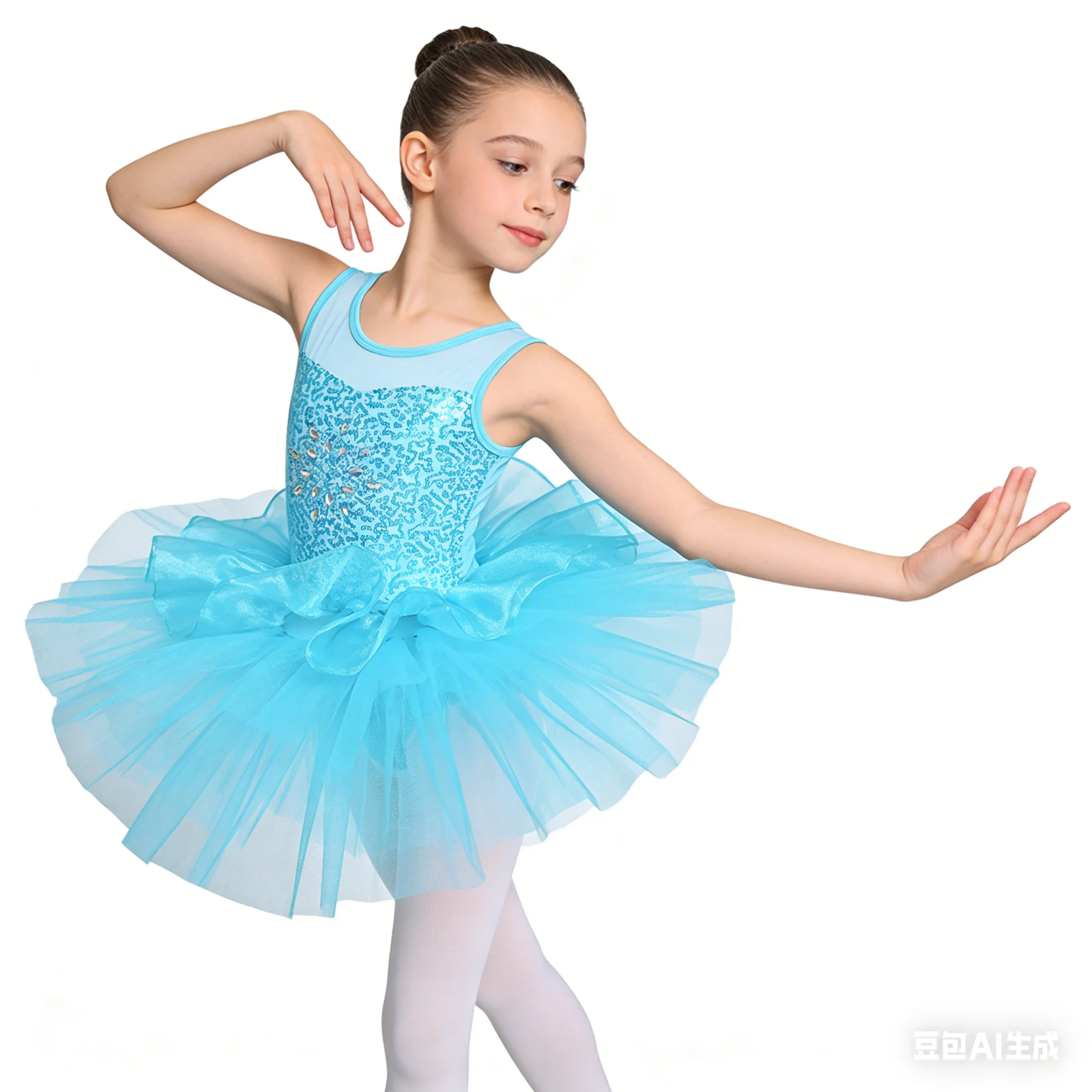 Crianças meninas lantejoulas ginástica collant ballet camisa traje patinação artística vestido malha splice bowknot pura malha tule saia