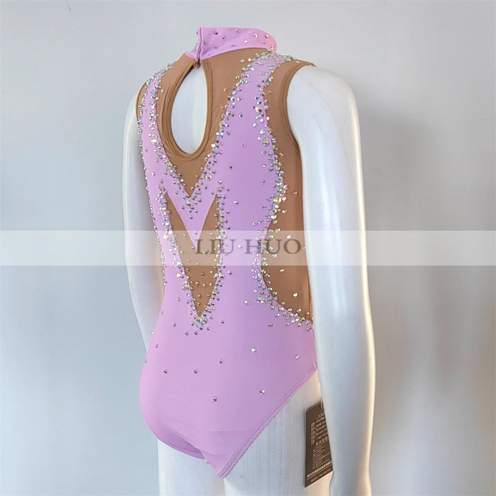 LIUHUO Personalizza Collant da nuoto sincronizzato Prestazioni per ragazze Body ritmico per bambini Bambini Adolescenti Competizione Teamwear Rosa