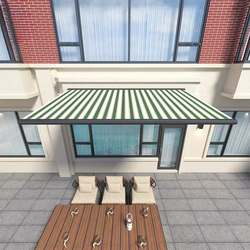 gy-Custom Extendable Electric Awning With Lights Gear Box Model For Patio Made From Durable Polyester Sail Material