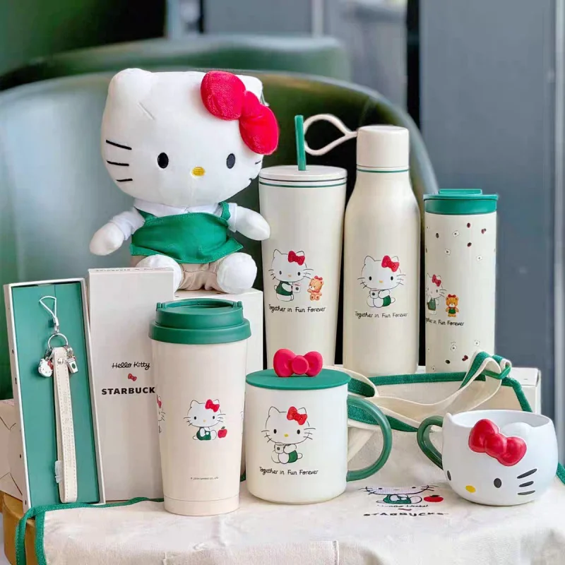 

Популярная новинка, лимитированный выпуск, милая кружка Hello Kitty из совместного бренда, кружка из соломы, чашка из нержавеющей стали, коллекционная чашка, подарок на Хэллоуин, рождественский подарок