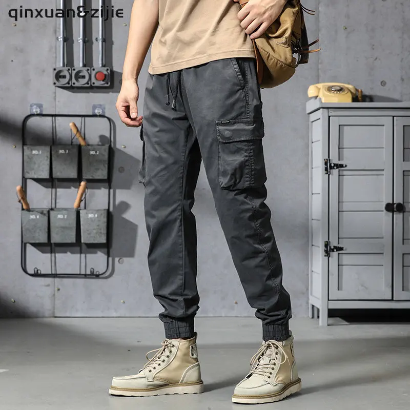 2022 New Multi-Pockets Winter Cargo Pants Men Fleece Liner Thick Warm Slim Fit Joggers Streetwear Casual Cotton Thermal Trousers