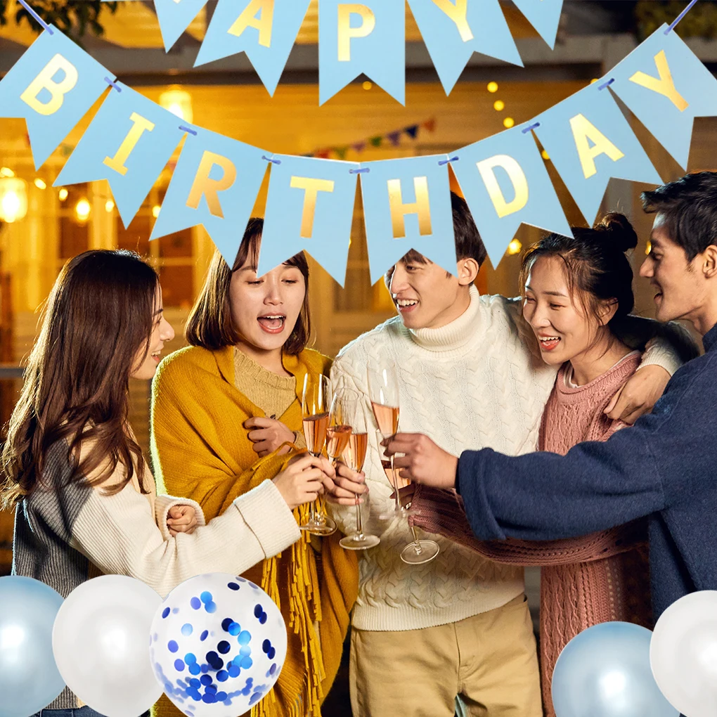 

Набор для украшения дня рождения: воздушные шары, бумажные цветы, баннер, декор для стены, черный комплект